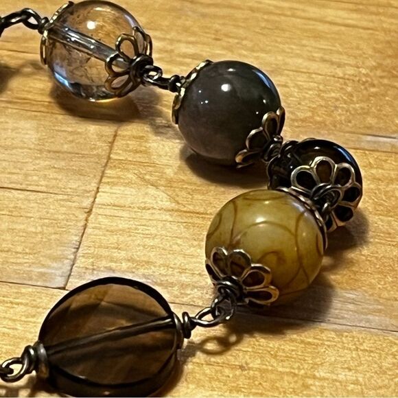 Art Deco Crystal Beaded Bracelet Wire Flower Design Small Wrist Fit - Picture 5 of 8